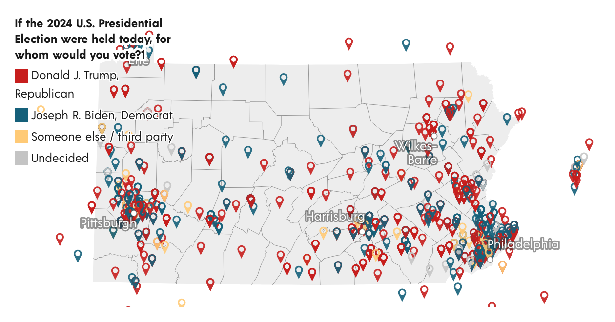 Rust Belt Poll: Keystone Battleground (March-April 2024) | Created with Datawrapper