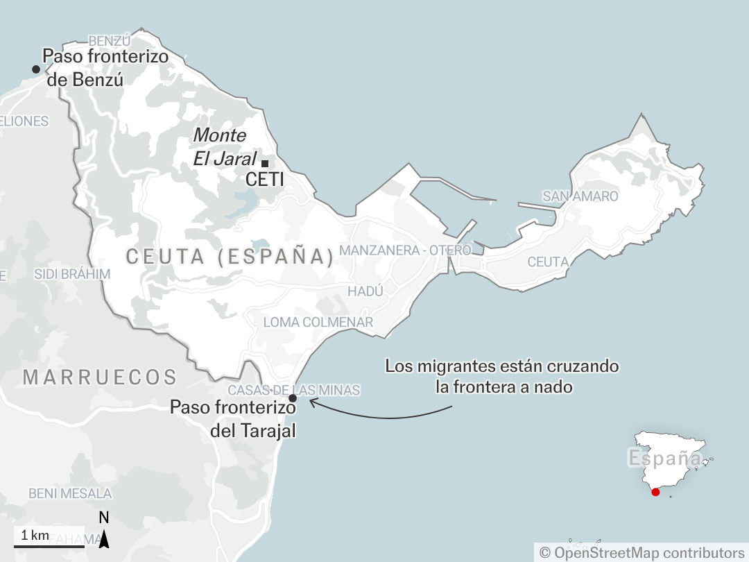 Máxima alerta en Ceuta tras el cruce descontrolado de miles de personas desde Marruecos